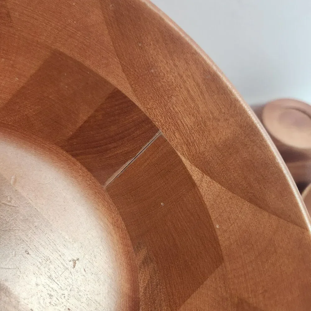 Vintage Wooden Teak Salad Bowls 3 Piece Set ( 1)-9.5